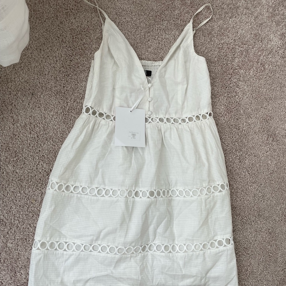 NWT blue blush mini white gingham dress